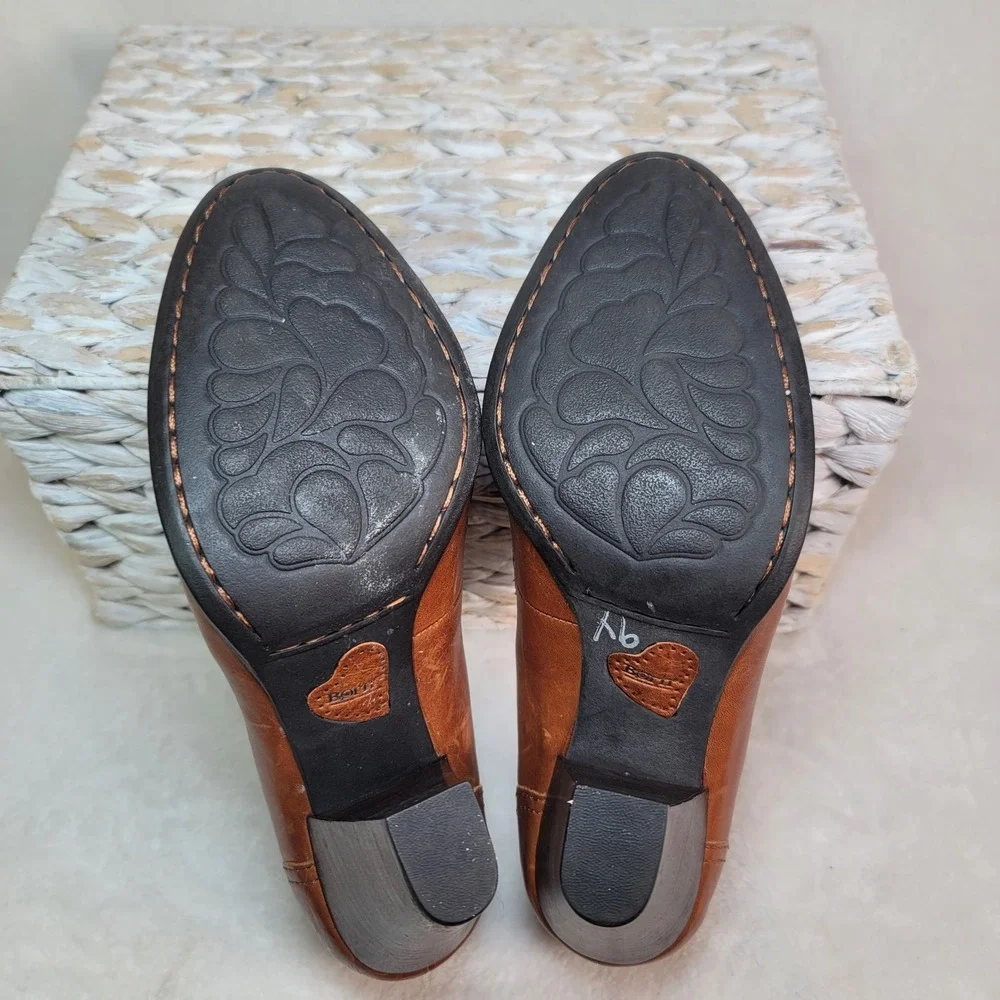 Born Nance Style Heel Loafer Academia Witchy Boho Brown Leather Tassel Size 8 - Picture 5 of 7